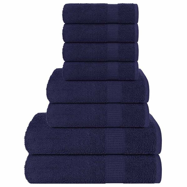 vidaXL Set Asciugamani 8 pz FROGN Blu Navy 100% Cotone