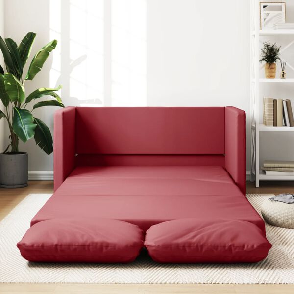 vidaXL Divano Letto da Terra 2 in 1 Rosso Vino 112x174x55cm Similpelle