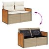 vidaXL Set Divani da Giardino 7 pz con Cuscini Beige Polyrattan Acacia