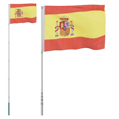 vidaXL Asta e Bandiera Spagna 5,55 m Alluminio