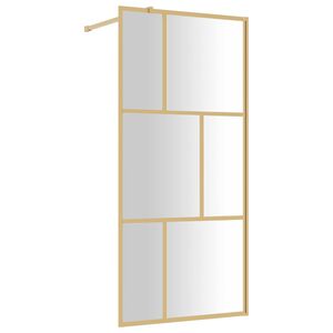 vidaXL Parete per Doccia Walk-in Vetro Trasparente ESG 80x195 cm Oro