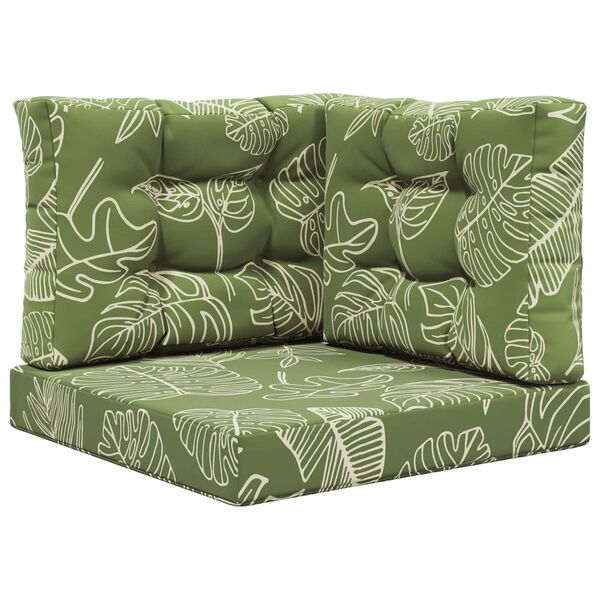 vidaXL Cuscino per divano da esterno 3 pcs Design a foglia Poliestere