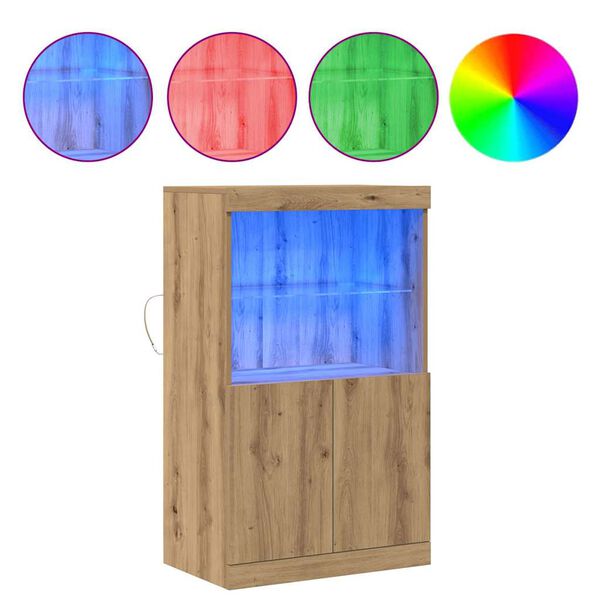 vidaXL Madia LED Marrone 60 x 37 x 100 cm Legno multistrato