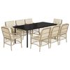 vidaXL Set da Pranzo da Giardino 9 pz con Cuscini Beige in Polyrattan
