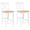 vidaXL Sgabelli da Bar 2 pz Bianchi in Legno Massello di Hevea