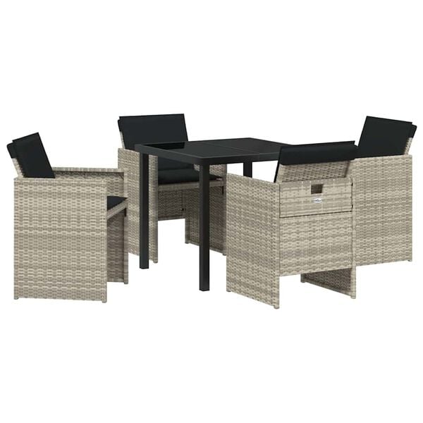 vidaXL Set da Pranzo per Giardino 5 pcs Grigio chiaro polyrattan