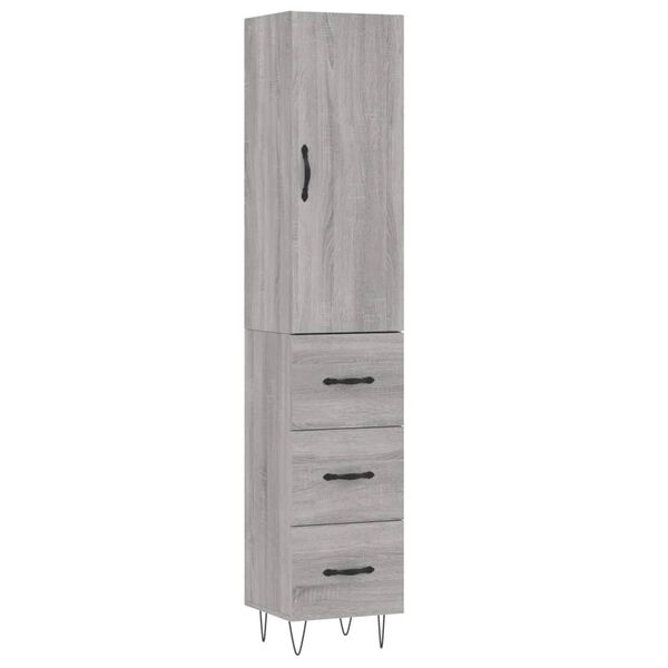 vidaXL Credenza Grigio Sonoma 34,5x34x180 cm in Legno Multistrato