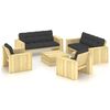 vidaXL Set Divani da Giardino 5 pz con Cuscini Legno Pino Impregnato