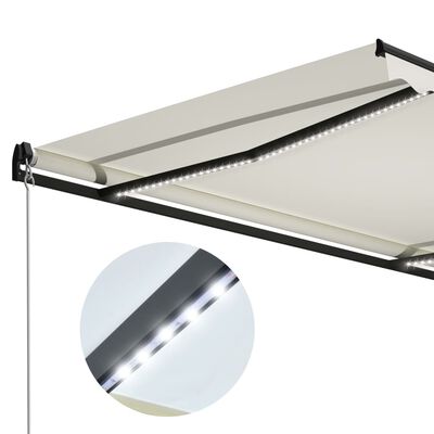 vidaXL Tenda da Sole Retrattile Manuale con LED 600x300 cm Crema