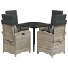 vidaXL Set Pranzo da Giardino 5pz con Cuscini Grigio Chiaro Polyrattan