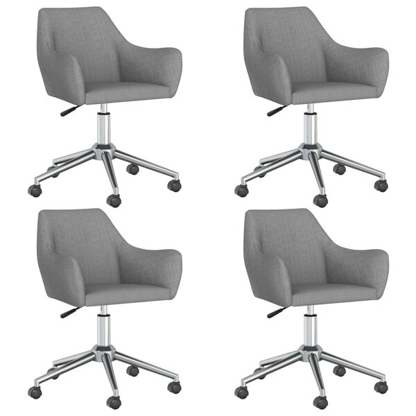 vidaXL Sedie da Pranzo Girevoli 4 pz Grigio Chiaro in Tessuto