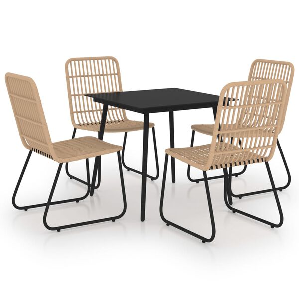 vidaXL Set da Pranzo da Giardino 5 pz in Polyrattan e Vetro