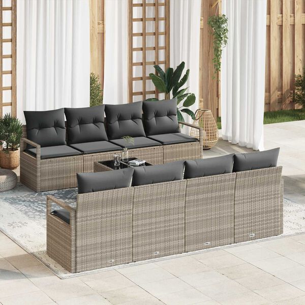 vidaXL Set Divano da Giardino 9 pcs Grigio chiaro e grigio scuro