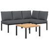 vidaXL Set Divani da Giardino 3 pz con Cuscini in Alluminio Nero