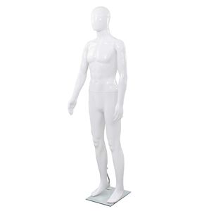 vidaXL Manichino Uomo Figura Intera Base in Vetro 185 cm Bianco Lucido