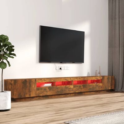 vidaXL Set Mobili TV 3pz con Luci LED Rovere Fumo in Legno Multistrato