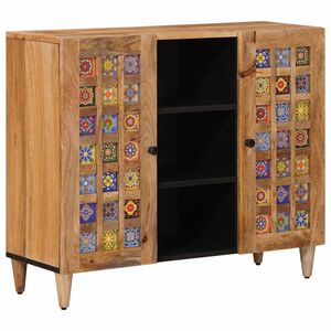 vidaXL Credenza Naturale 90 x 33,5 x 75 cm Legno di mango massello