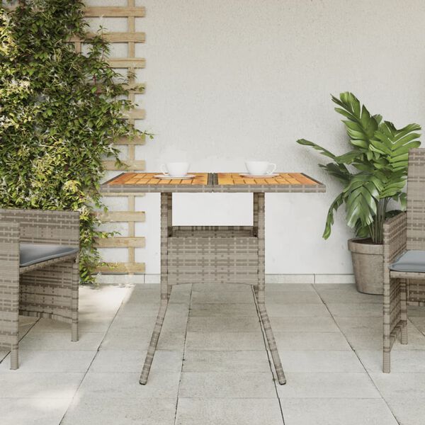 vidaXL Tavolo Giardino Piano Legno Acacia Grigio 80x80x75cm Polyrattan