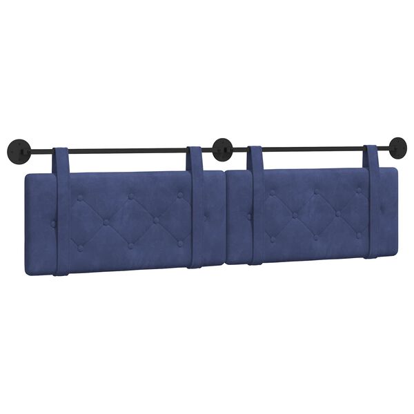 vidaXL Testata appesa Blu Polizia 170 x 55 x 5 cm Velluto