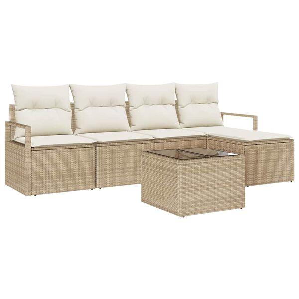 vidaXL Set di divani con cuscino 6 pcs Beige e Crema polyrattan