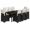 vidaXL Set Bistr&ograve; da Giardino 9 pz con Cuscini in Polyrattan Nero
