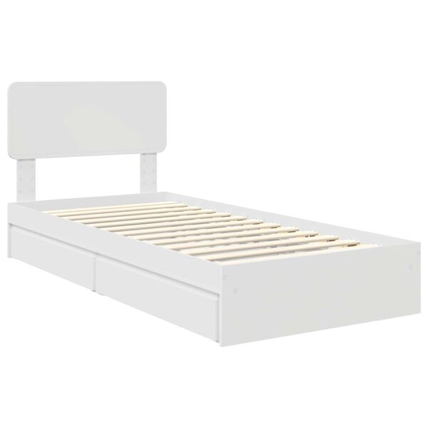 vidaXL Letto con Contenitore Bianco 90 x 200 cm Legno multistrato