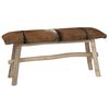 vidaXL Panca in Pelle di Capra e Teak