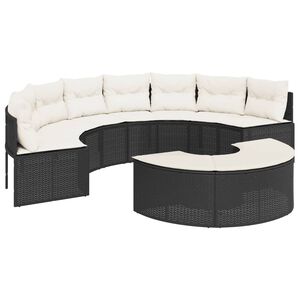 vidaXL Set Divani da Giardino Semicircolare 2 pz in Polyrattan Nero