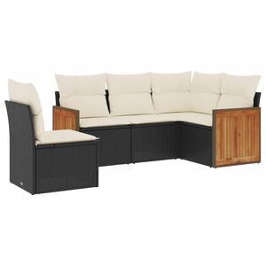 vidaXL Set Divani da Giardino 5 pz con Cuscini in Polyrattan Nero