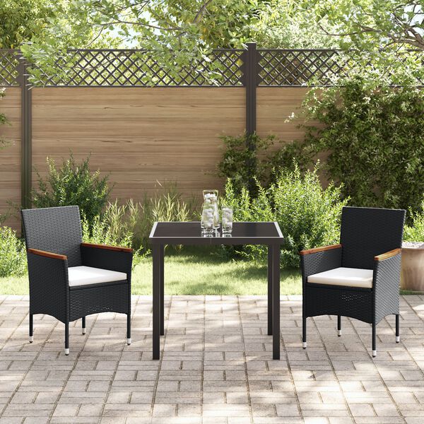 vidaXL Set da Pranzo per Giardino con cuscino 3 pcs Grigio polyrattan