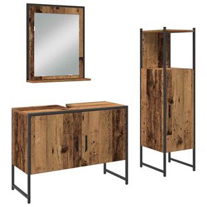 vidaXL Set di mobili per il bagno 3 pcs Marrone Legno multistrato