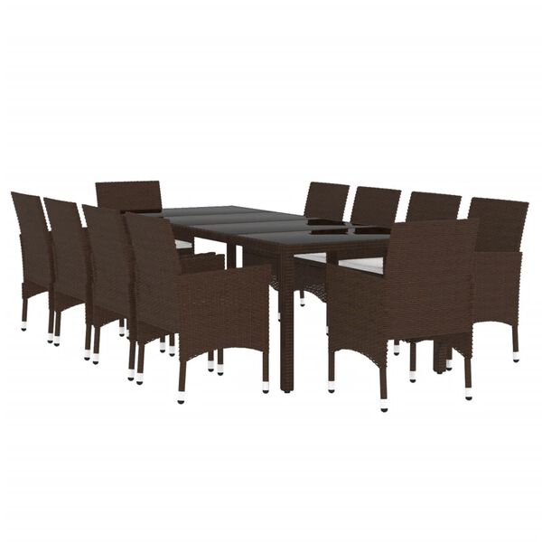 vidaXL Set da Pranzo da Giardino 11 pz in Polyrattan Marrone