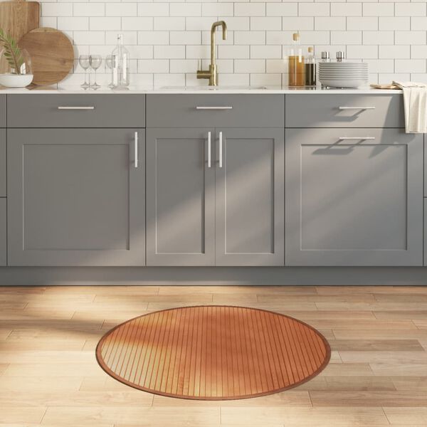 vidaXL Tappeto Rotondo Marrone 80 cm in Bamb&ugrave;