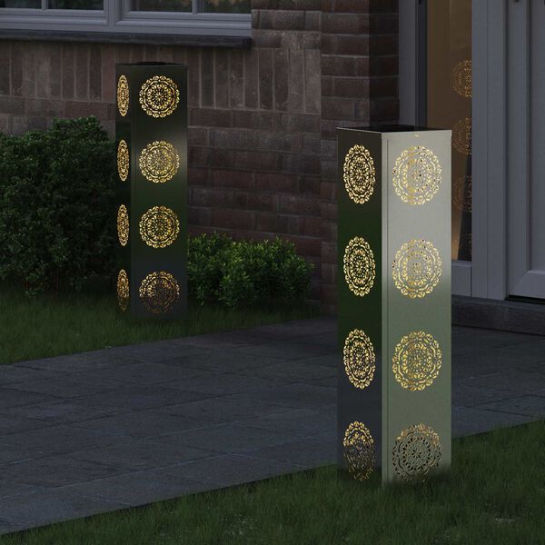 vidaXL Faro LED solare per sentieri 2 pcs Argento Acciaio zincato