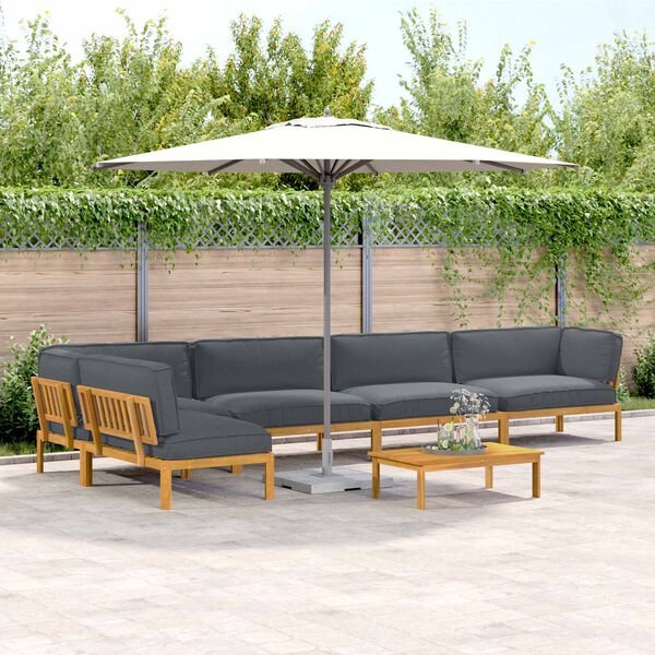 vidaXL Set di divani 6 pcs Antracite Legno di Acacia Massello