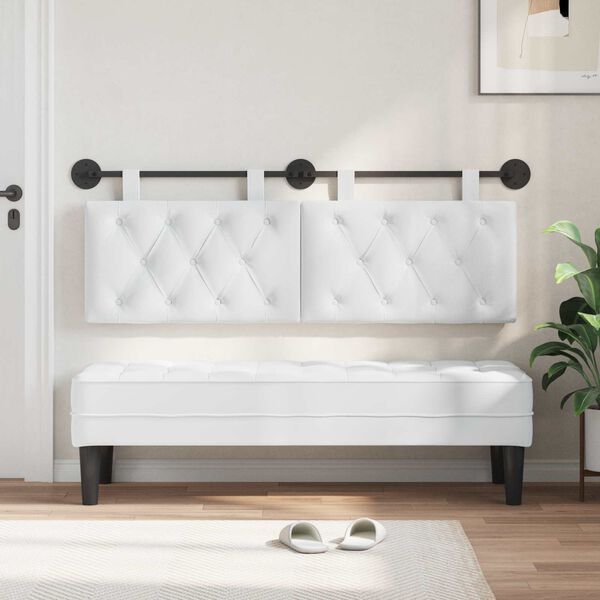 vidaXL Testata appesa Bianco 150 x 55 x 7 cm Tessuto