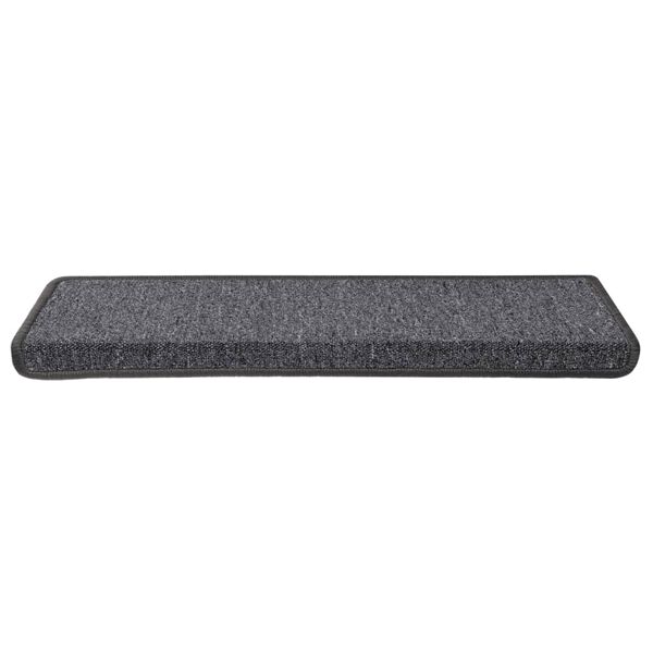vidaXL Tappetini per scale 15 pz 65x21x4 cm Grigio scuro Bordo rettangolare