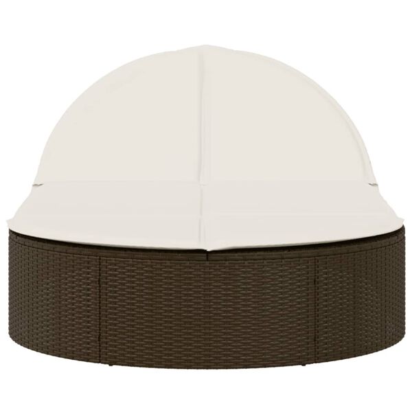 vidaXL Lettino Prendisole con Cuscini Marrone in Polyrattan