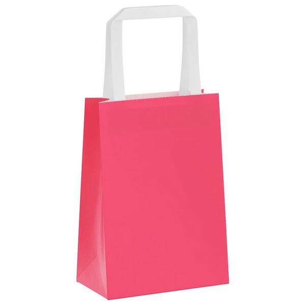 vidaXL Sacchetti di Carta 250 pz con Manici Rosa 15x8x21 cm
