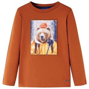 vidaXL Maglietta da Bambina a Maniche Lunghe Arancione Bruciato 116