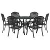 vidaXL Set da Pranzo per Giardino 7 pcs Nero Alluminio