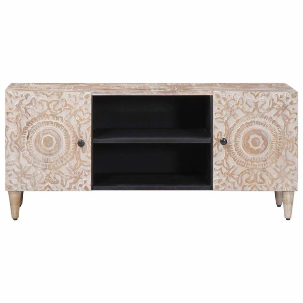 vidaXL Mobile TV Bianco 105 x 33,5 x 46 cm Legno di mango massello