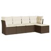 vidaXL Set Divano da Giardino 5 pz con Cuscini Marrone in Polyrattan