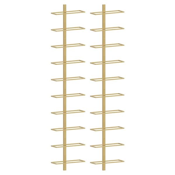 vidaXL Portavini da Parete per 10 Bottiglie 2 pz Dorato in Metallo