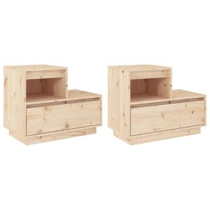 vidaXL Comodini 2 pz 60x34x51 cm in Legno Massello di Pino