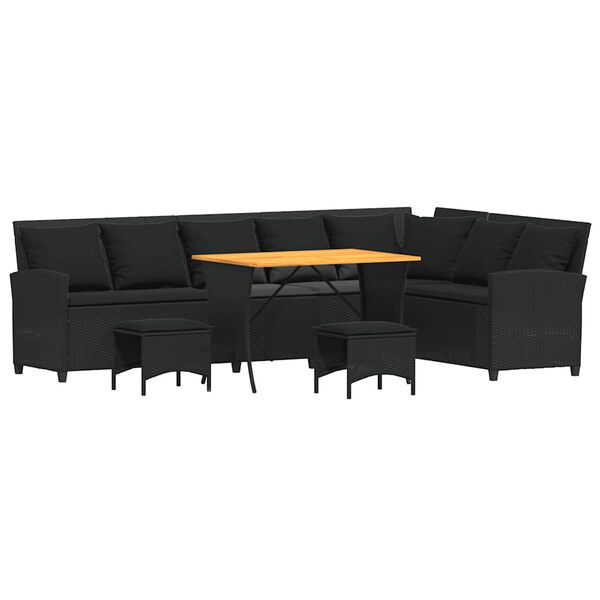 vidaXL Set Divani da Giardino 4 pz con Cuscini Forma L Polyrattan Nero