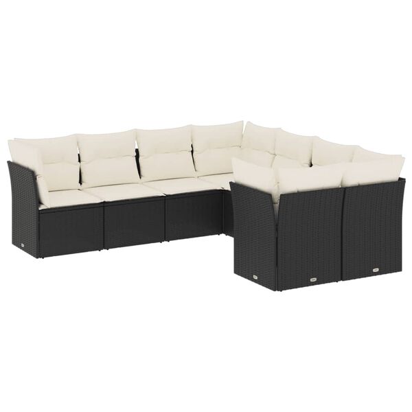 vidaXL Set Divani da Giardino con Cuscini 8 pz Nero in Polyrattan