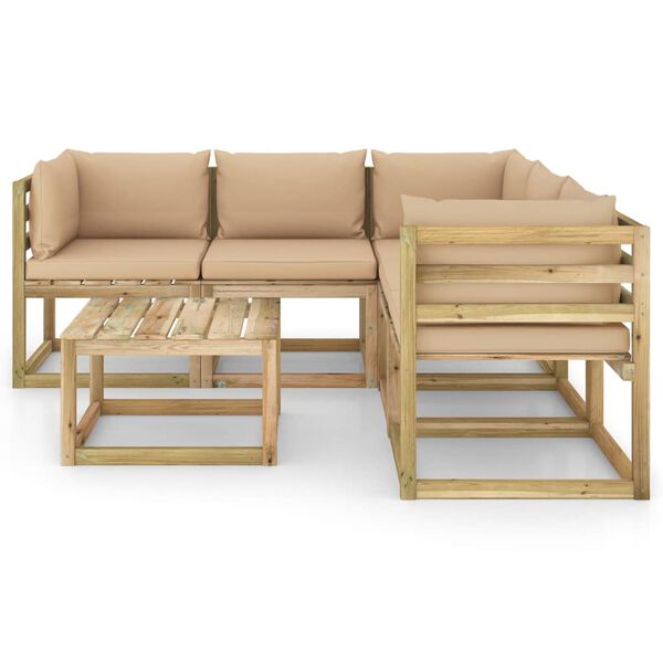 vidaXL Set Divani da Giardino 6 pz con Cuscini Beige