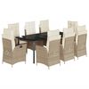 vidaXL Set da Pranzo da Giardino 9 pz con Cuscini Beige in Polyrattan