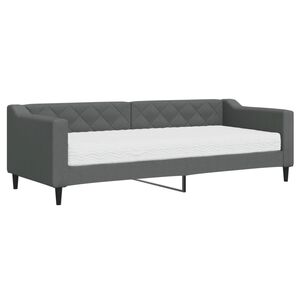vidaXL Divano Letto con Materasso Grigio Scuro 80x200 cm in Tessuto